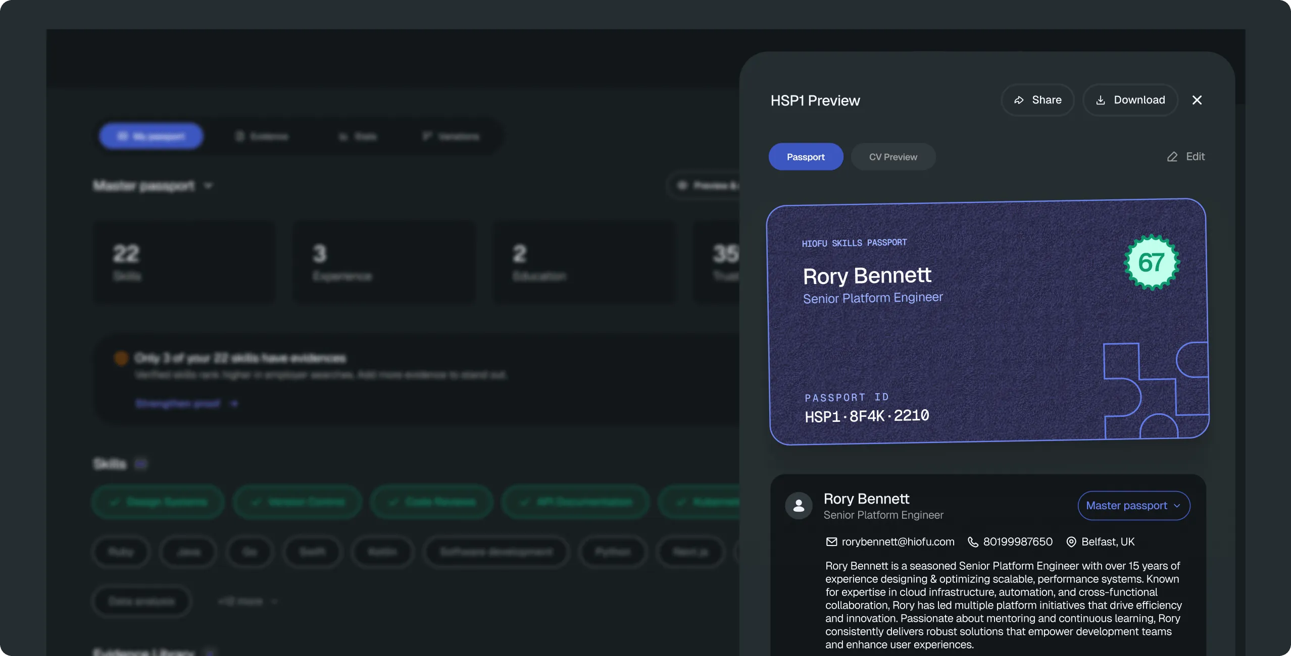 Passport builder interface